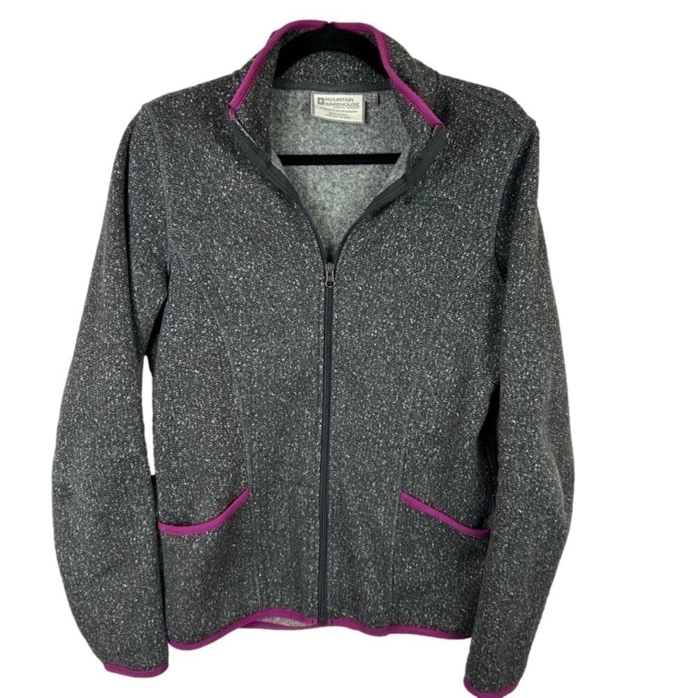 Mountain Warehouse Fleece Jacket Size 10 Gray Full Zip Lightweight Outdoor Hikin